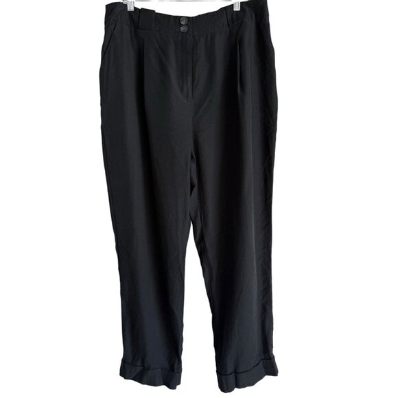 River Island London Women's Black Pleated Trousers Pants High Rise Size 18 - Picture 1 of 14